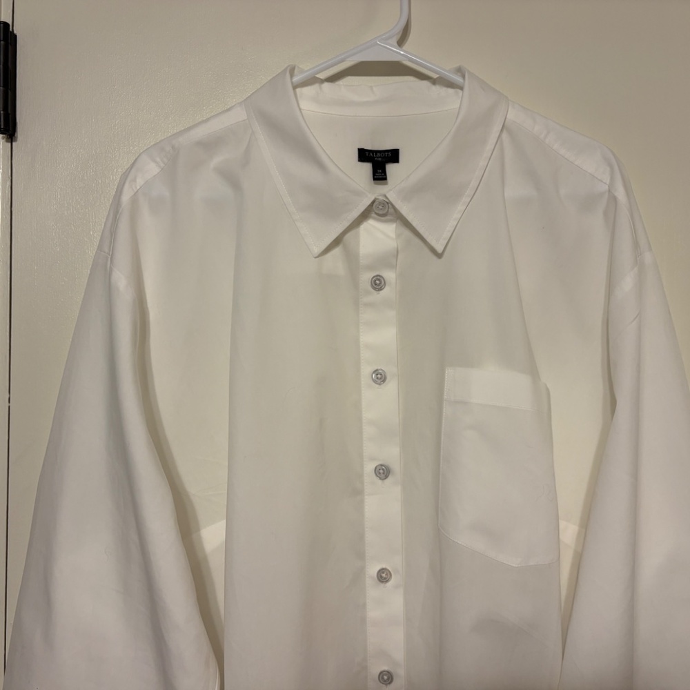 Talbots Women's Plus Classic White Button-Front Boyfriend Shirt Top Blouse 3X - Picture 2 of 9